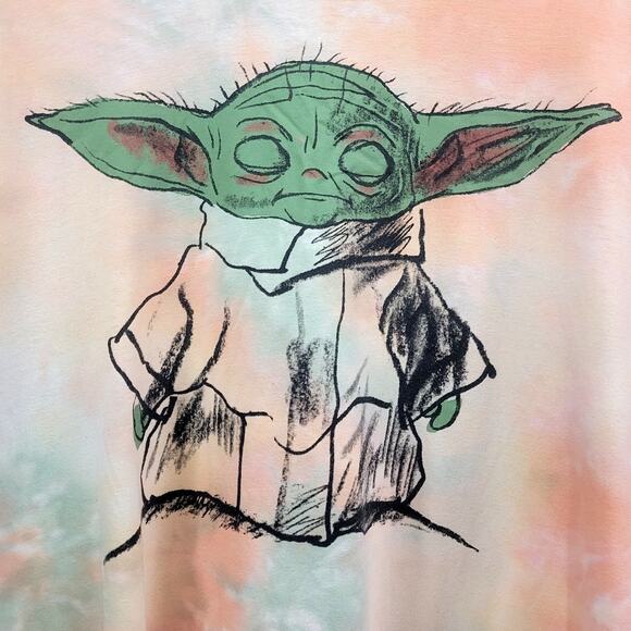 Star Wars Angry Baby Yoda Peach Tie Dye T-Shirt Size 2X - Picture 2 of 6